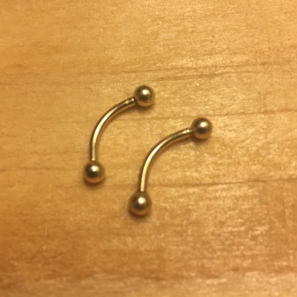 ⚡️Two Solid 14k Yellow Gold Curved Barbells⚡️